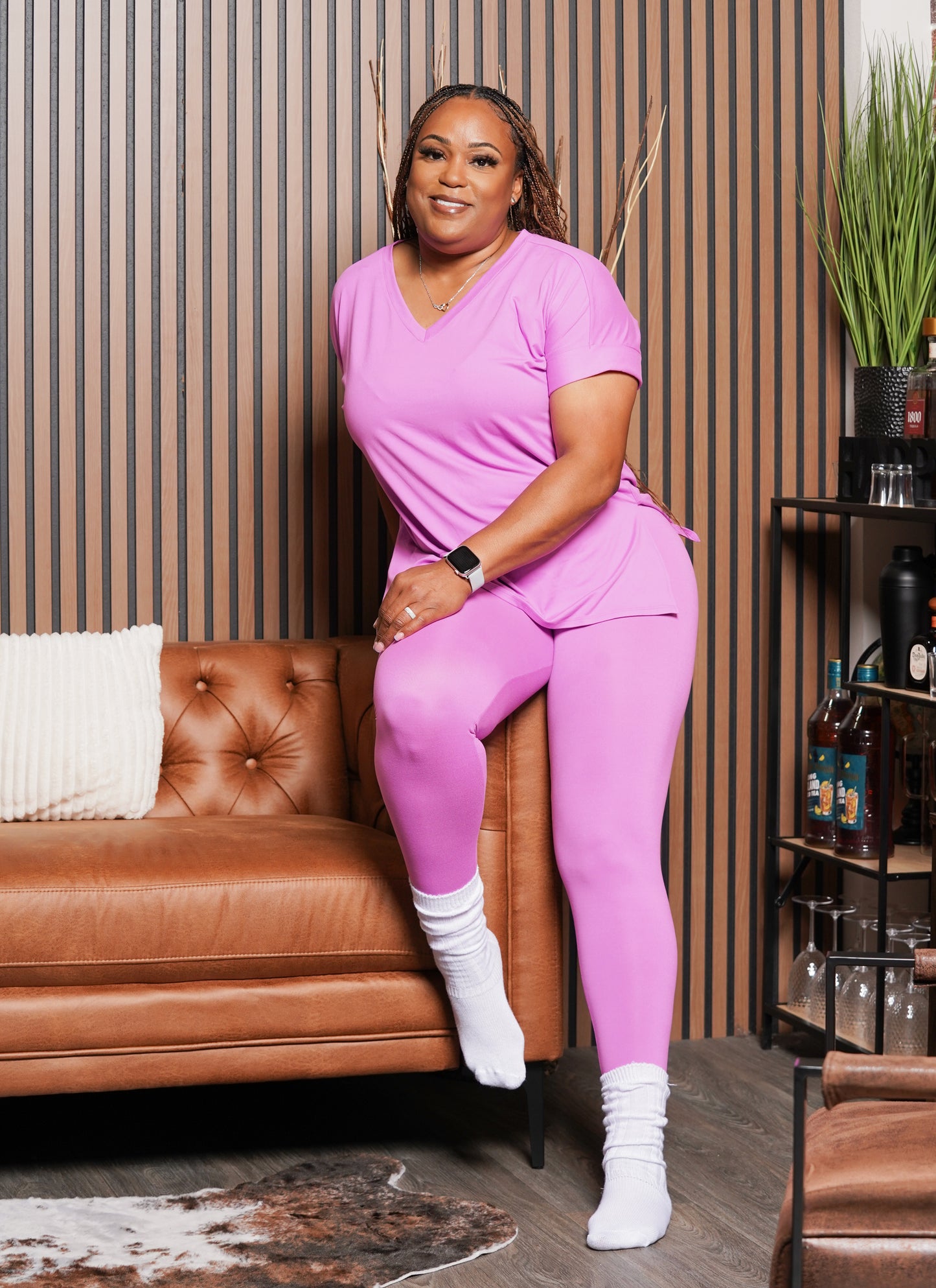 Throw & Go Leggings Set (Bright Mauve)