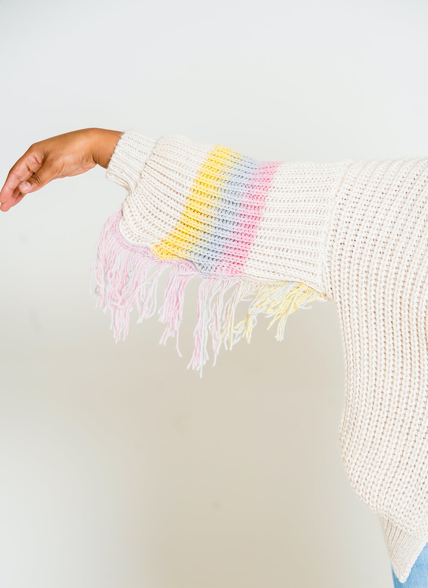 Tassel Sleeve Knitted Cardigan