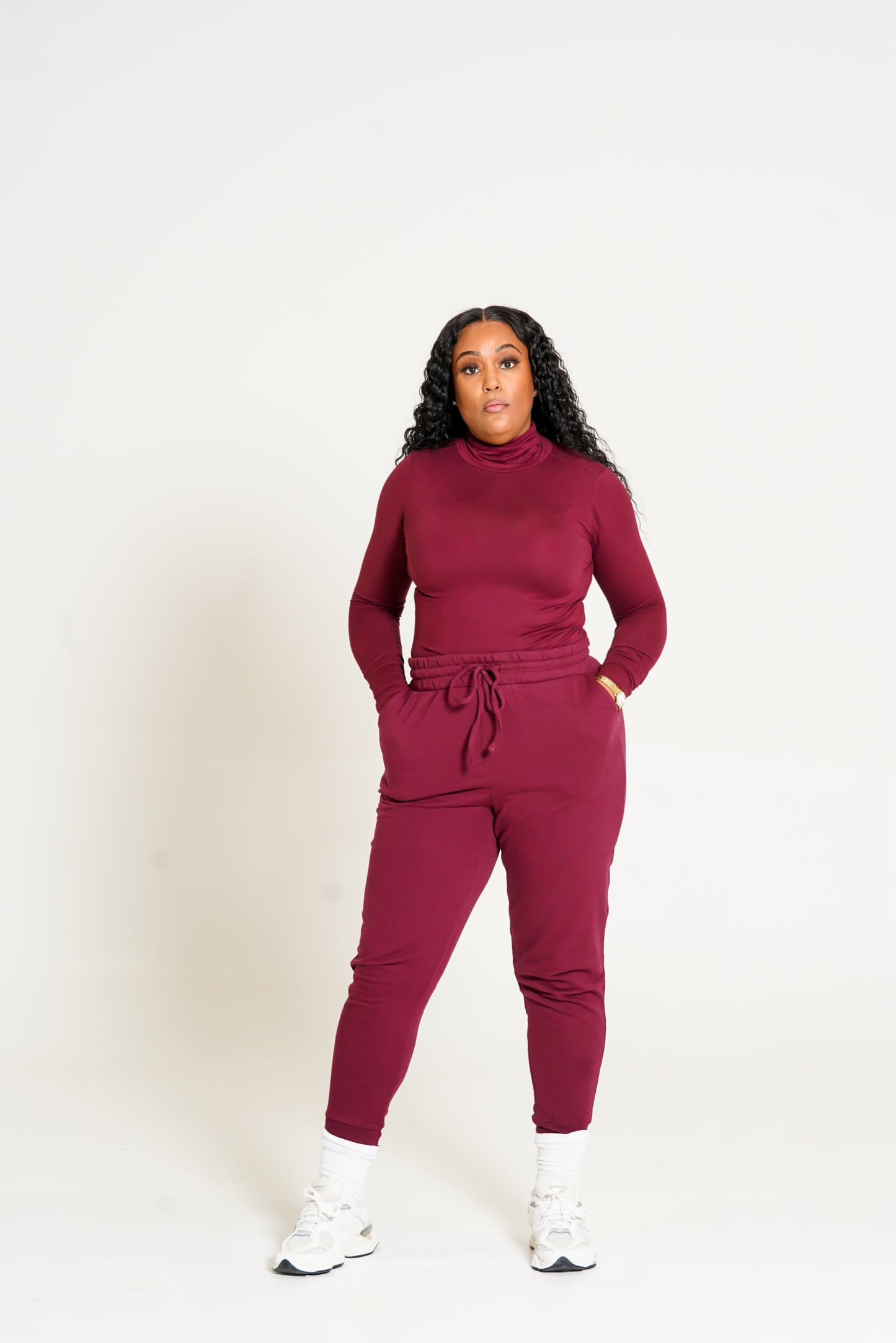 Mock Neck Jogger Set