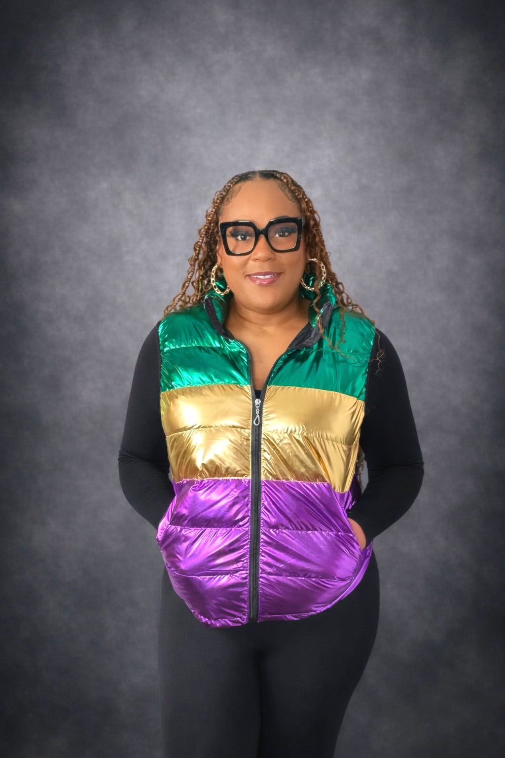 Mardi Gras Puffer Vest