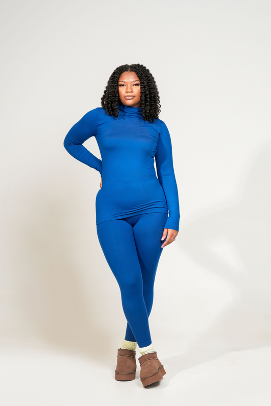 Throw & Go Mock Neck Set (Lt. Navy)