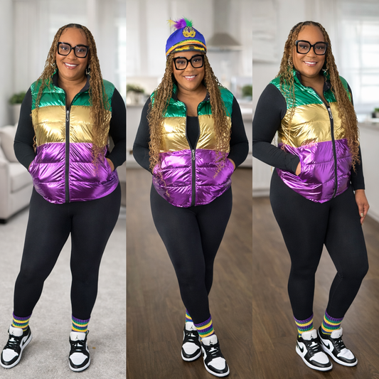 Mardi Gras Puffer Vest