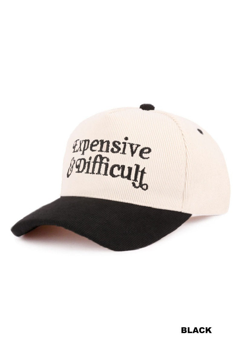 Expensive & Difficult Two-Tone Corduroy Cap (Black)