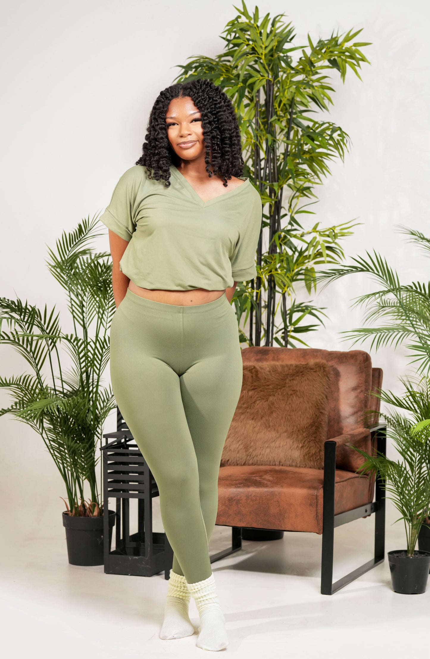 Throw & Go Leggings Set (Lt. Olive)