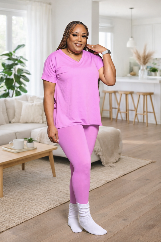 Throw & Go Leggings Set (Bright Mauve)