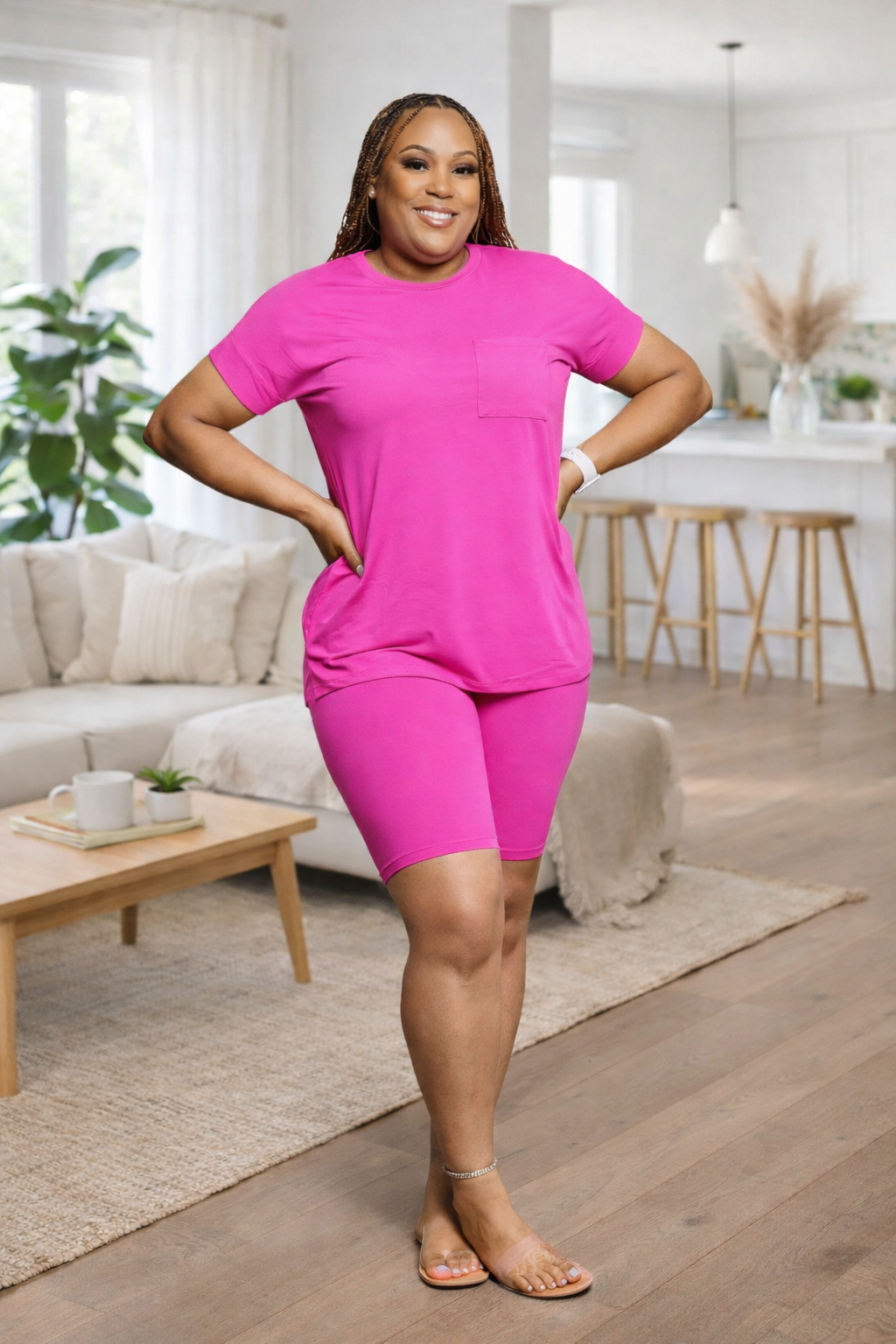 Throw & Go Short Set (Neon Hot Pink)