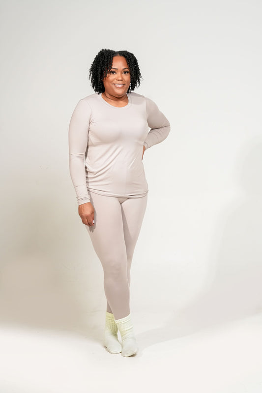 Throw & Go Long-Sleeve Round-Neck Leggings Set