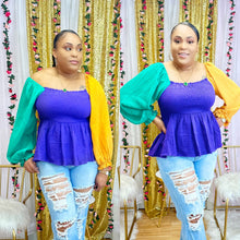 Mardi Gras Ballon Color Block Top