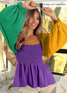 Mardi Gras Ballon Color Block Top