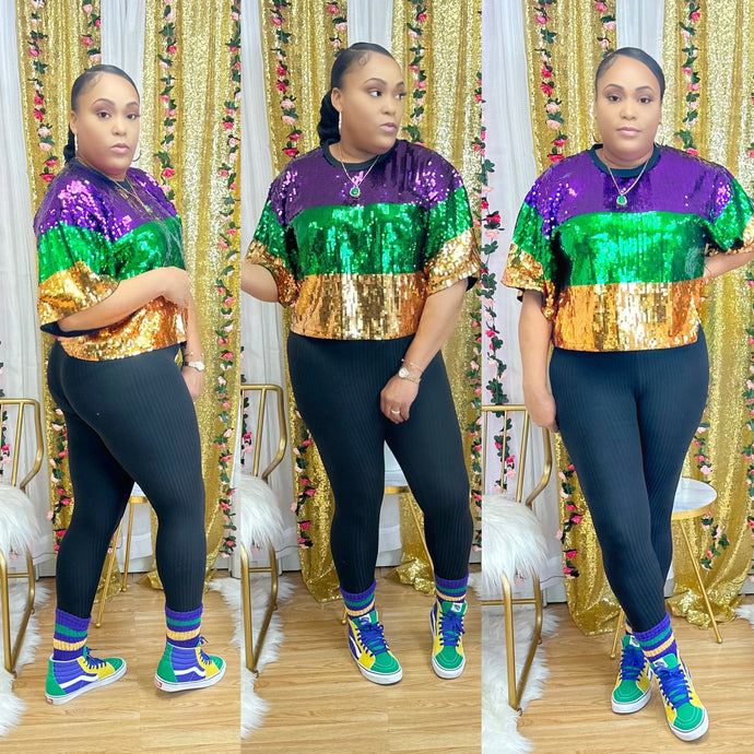 Mardi Gras Sequin (Crop Top)